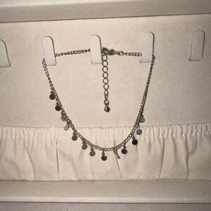 Delicate Silver Disk Charm Anklet
